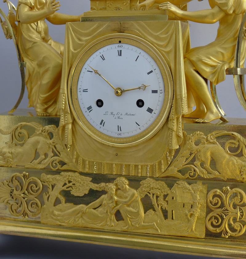 Antique French Empire Ormolu Chequers players mantel clock