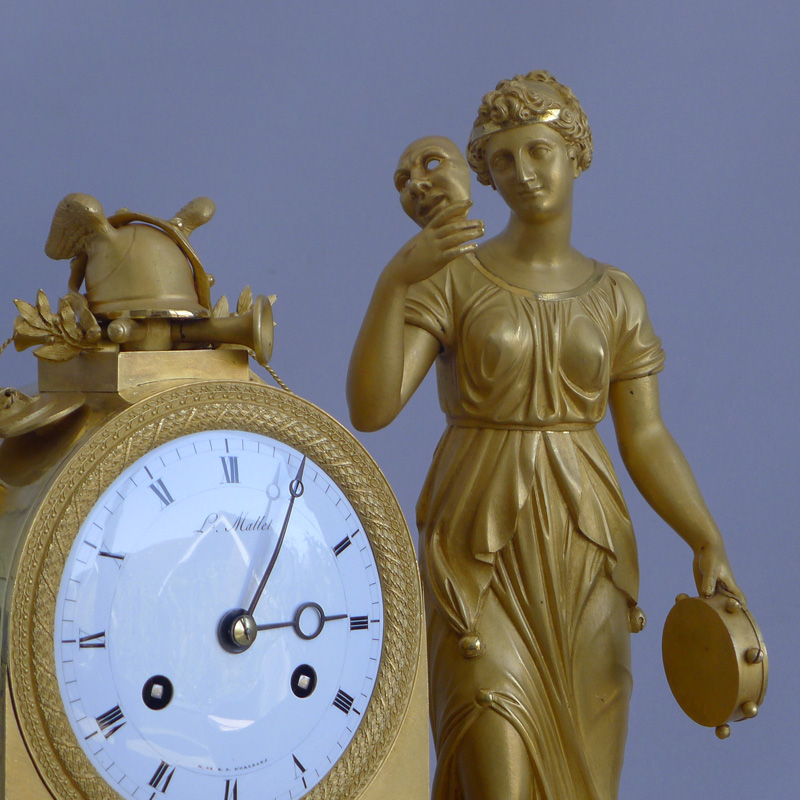 Antique French  Empire Ormolu mantel clock signed LS. Mallet