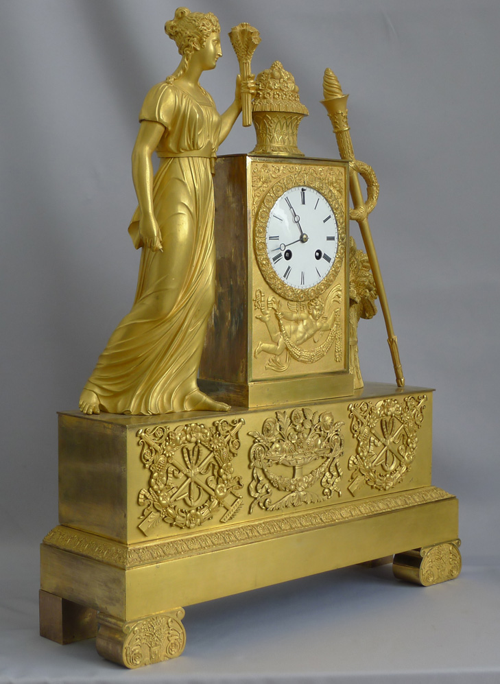 Antique French mantel clock of Ceres, in Ormolu from the Charles X period