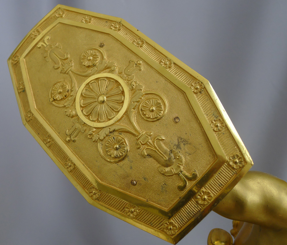 Important Antique French Empire mantel clock of Hector defending Paris stamped Thomire a paris