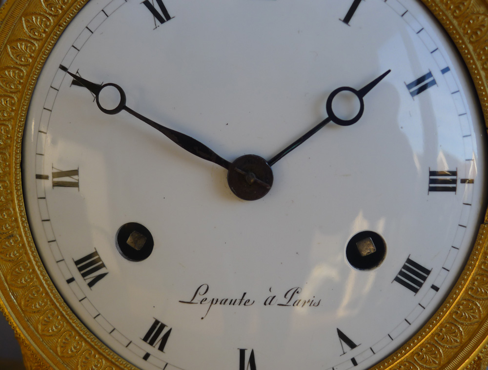 Antique French Empire Mantel clock of Hercules signed Lepaute