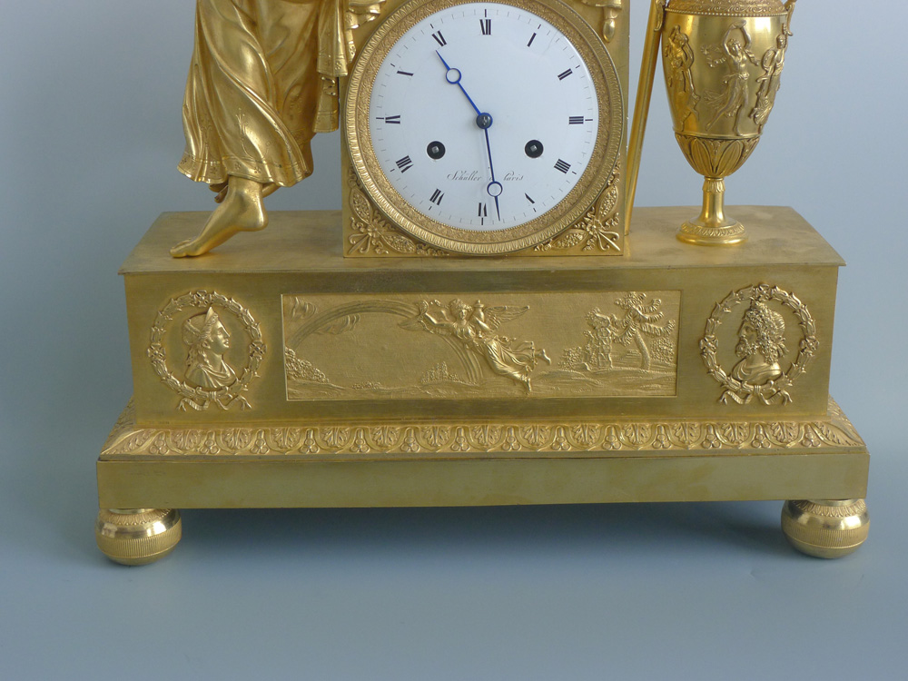 Antique French Empire Ormolu  Mantel Clock of the Goddess Iris