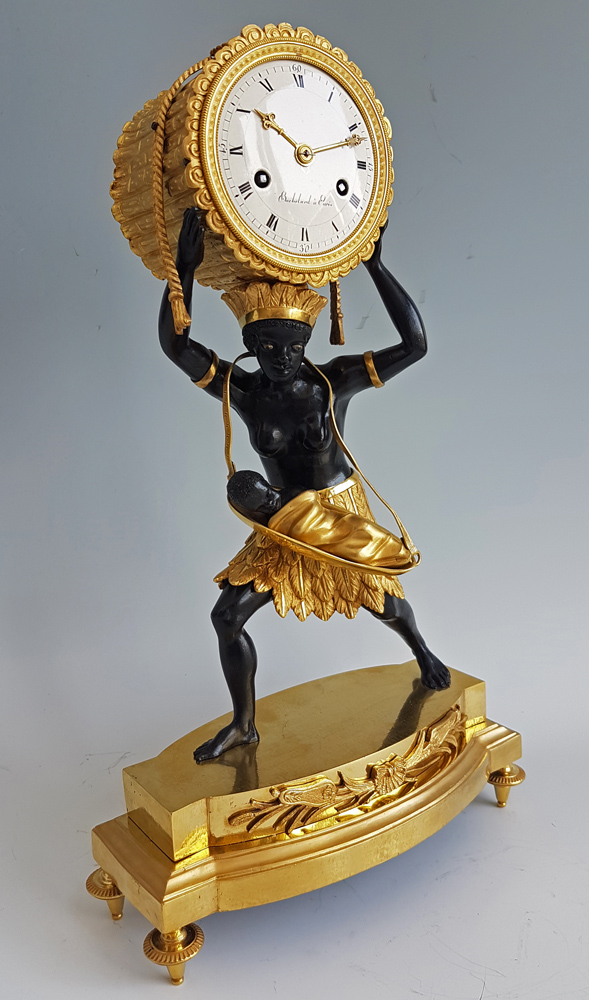 Antique French Blackamoor or Pendule au Negre mantel clock
