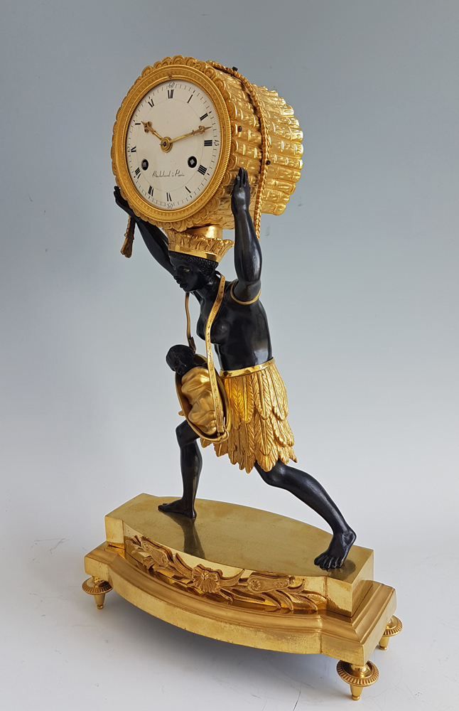 Antique French Blackamoor or Pendule au Negre mantel clock