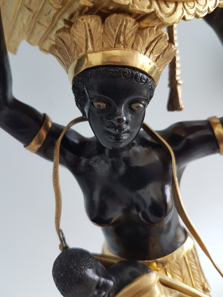 Antique French Blackamoor or Pendule au Negre mantel clock