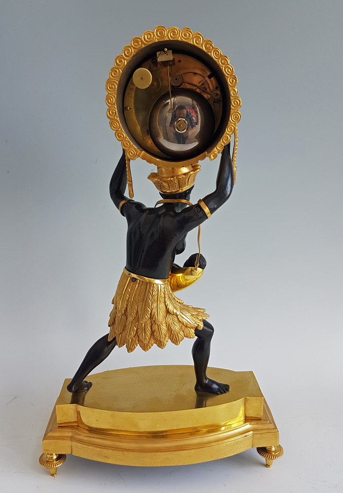 Antique French Blackamoor or Pendule au Negre mantel clock