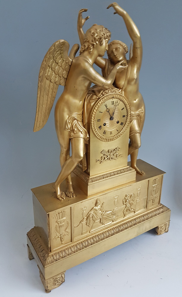 Antique French Ormolu mantel clock of Psyche and Cupid