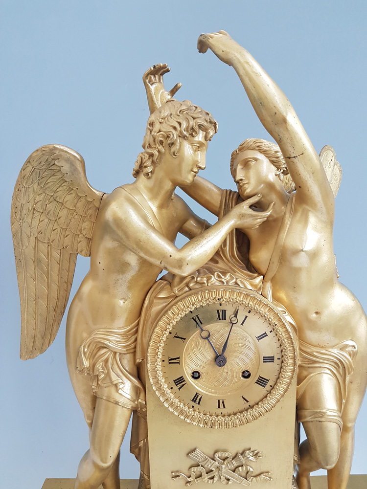 Antique French Ormolu mantel clock of Psyche and Cupid