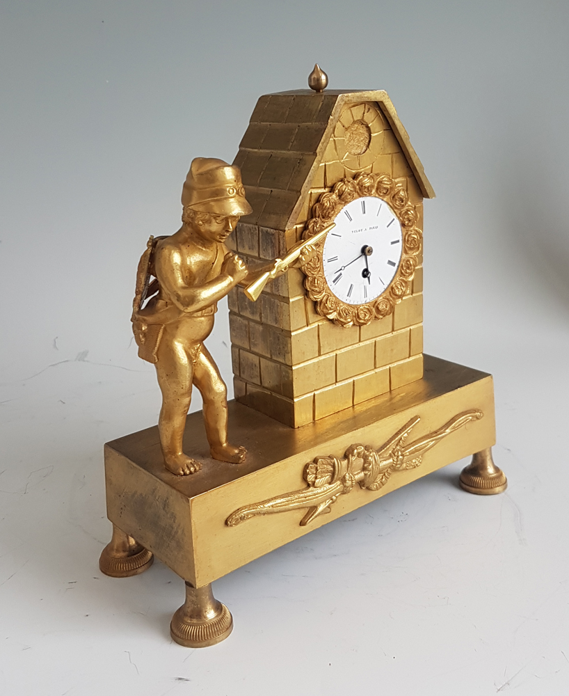 Miniature French Empire Ormolu mantel Clock
