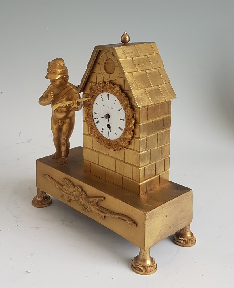 Miniature French Empire Ormolu mantel Clock