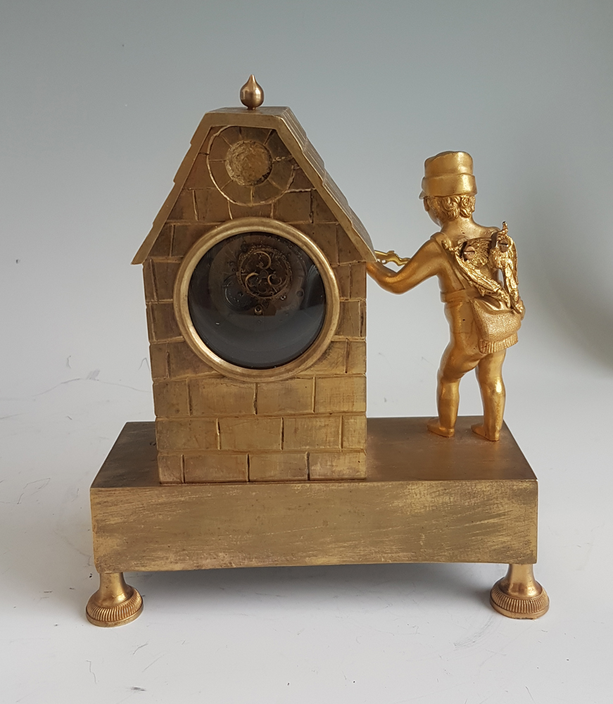 Miniature French Empire Ormolu mantel Clock