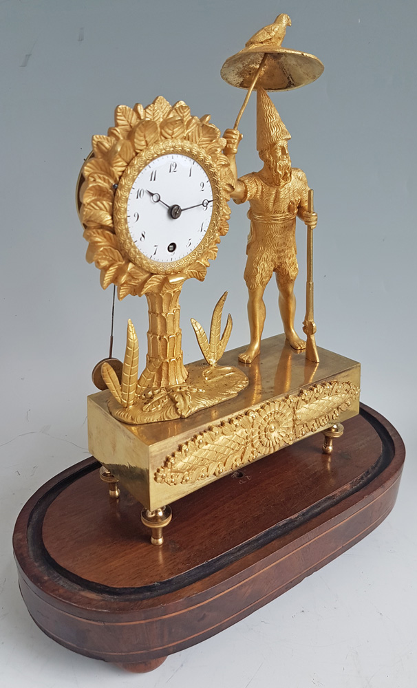 Antique French Empire Ormolu Miniature Robinson Crusoe Mantel Clock