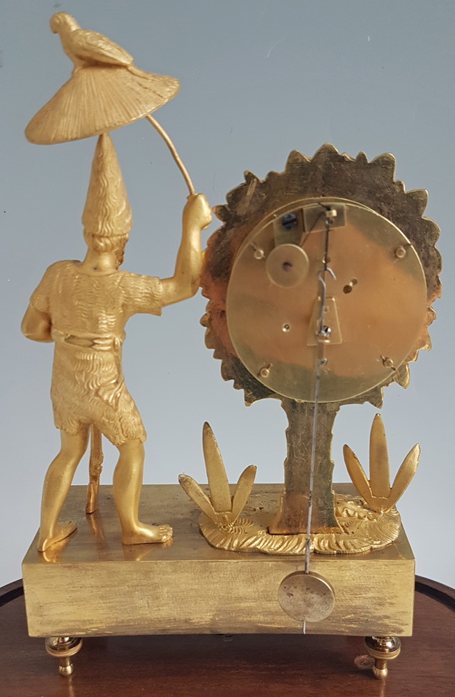 Antique French Empire Ormolu Miniature Robinson Crusoe Mantel Clock