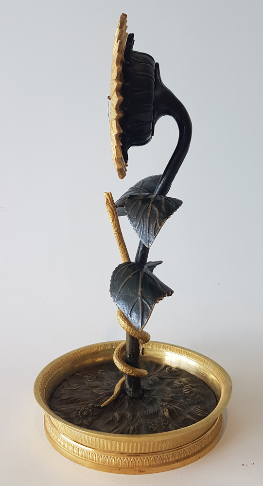 French Empire ormolu and patinated bronze Sunflower clock