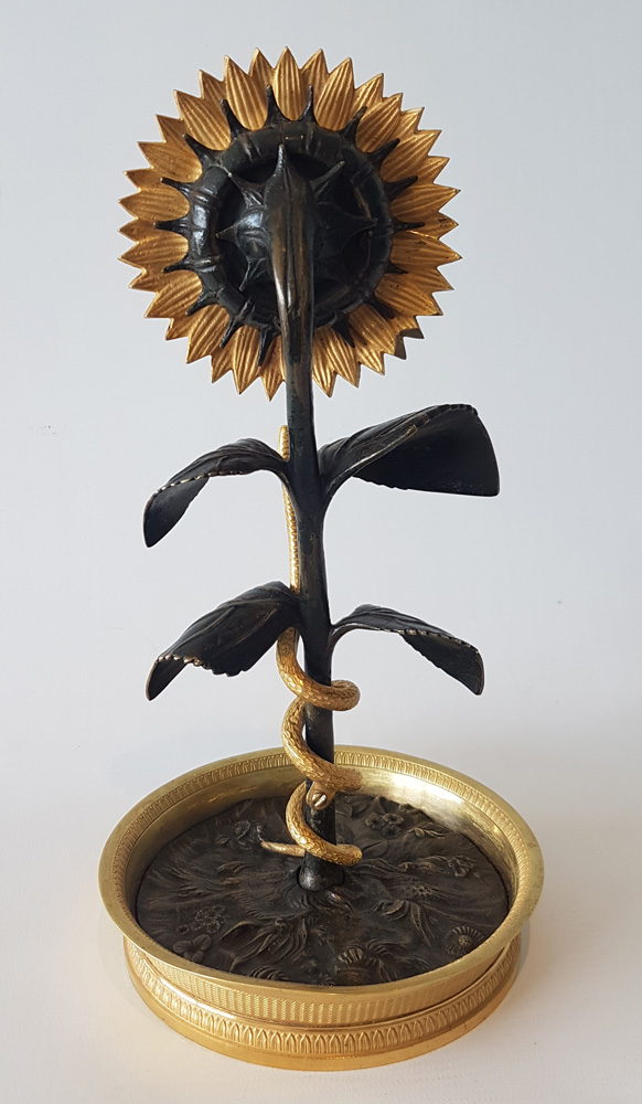French Empire ormolu and patinated bronze Sunflower clock