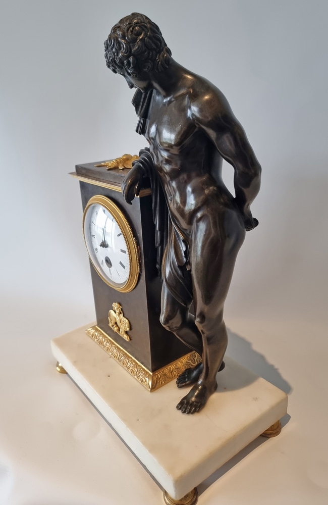 English Regency Neo Classical mantel clock of Aristaeus
