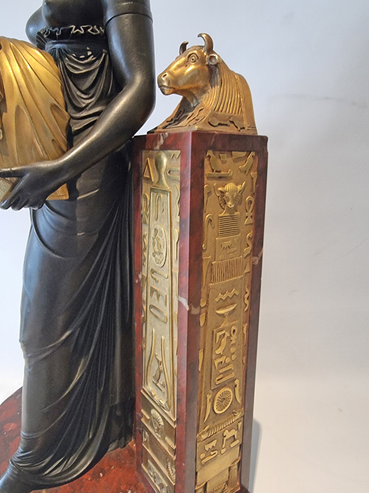 French Empire Gout d'Egypt Mantle Clock Depicting the Goddess Isis