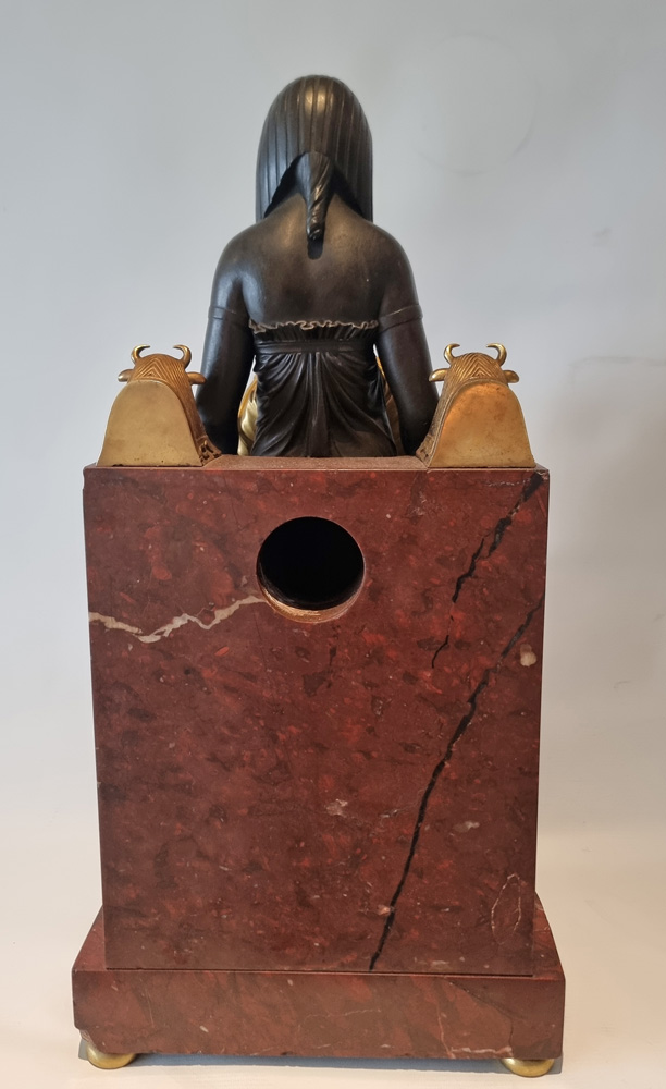 French Empire Gout d'Egypt Mantle Clock Depicting the Goddess Isis