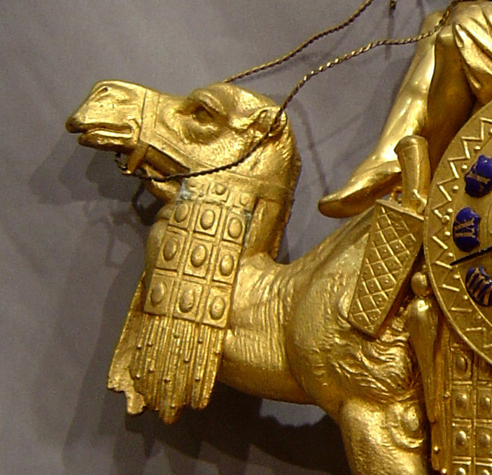 Antique French gilt metal mantel clock of Bedouin & Camel.