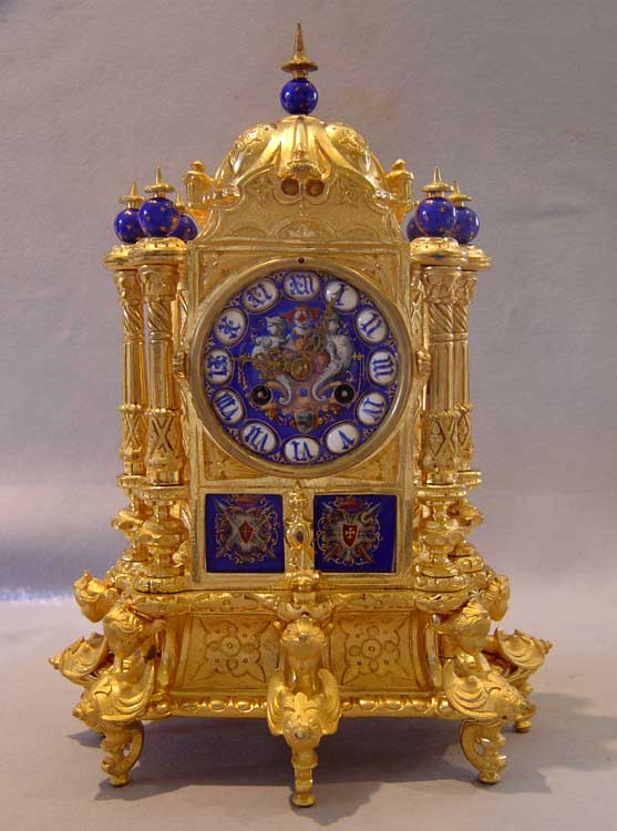 Antique French ormolu & enamel mantel clock