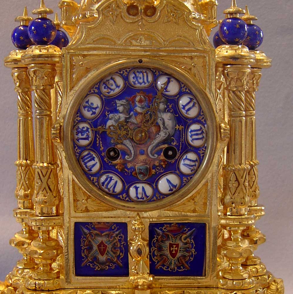 Antique French ormolu & enamel mantel clock