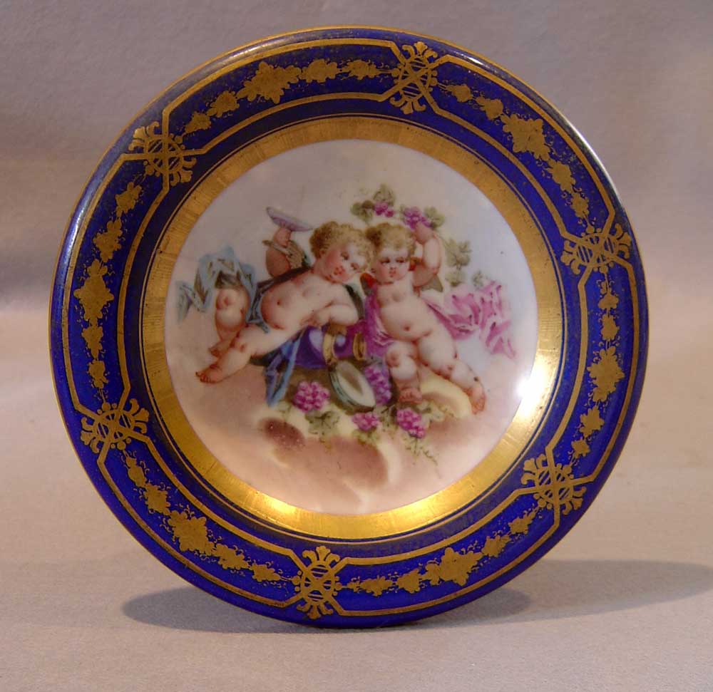 Antique French bleu du roi porcelain & ormolu clock set