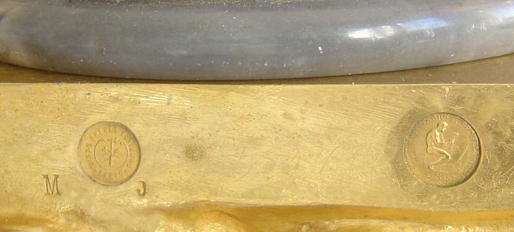 Antique French grey marble and ormolu clock in Louis XVIth style of science.
