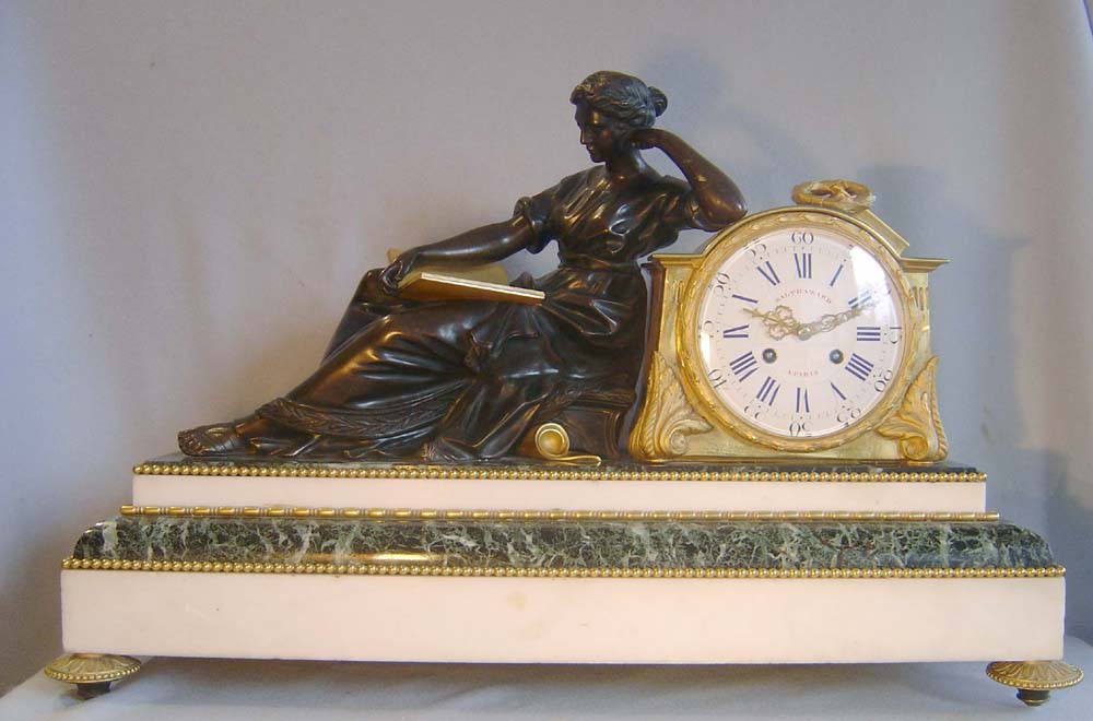 Antique French mid 19th century library clock as an 