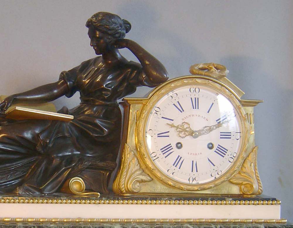 Antique French mid 19th century library clock as an 