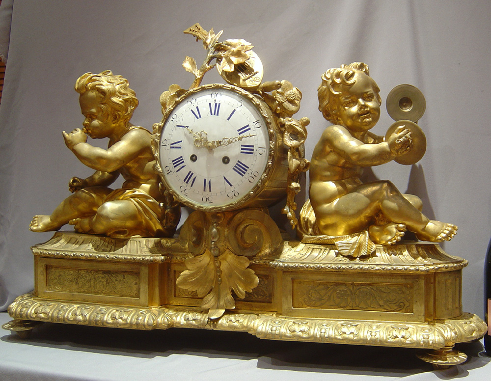 Massive Napoleon III ormolu mantel clock.