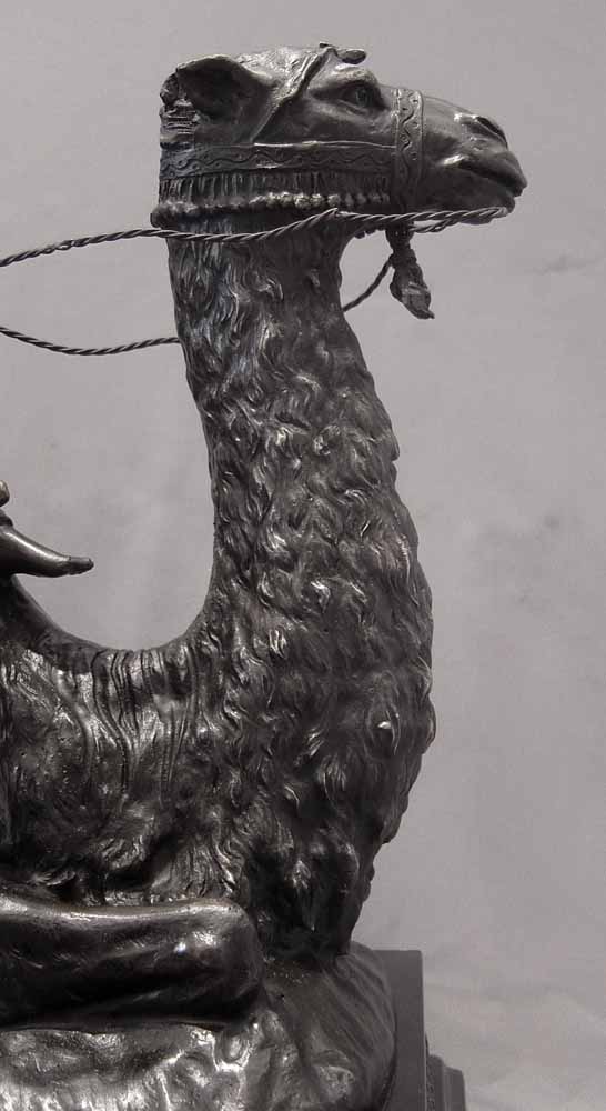 Orientalist Camel and Bedouin bronze mantel clock by Mottu a Paris.