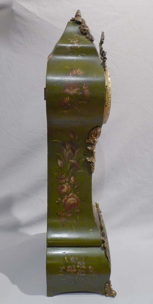 Antique French Vernis Martin miniature longcase clock.