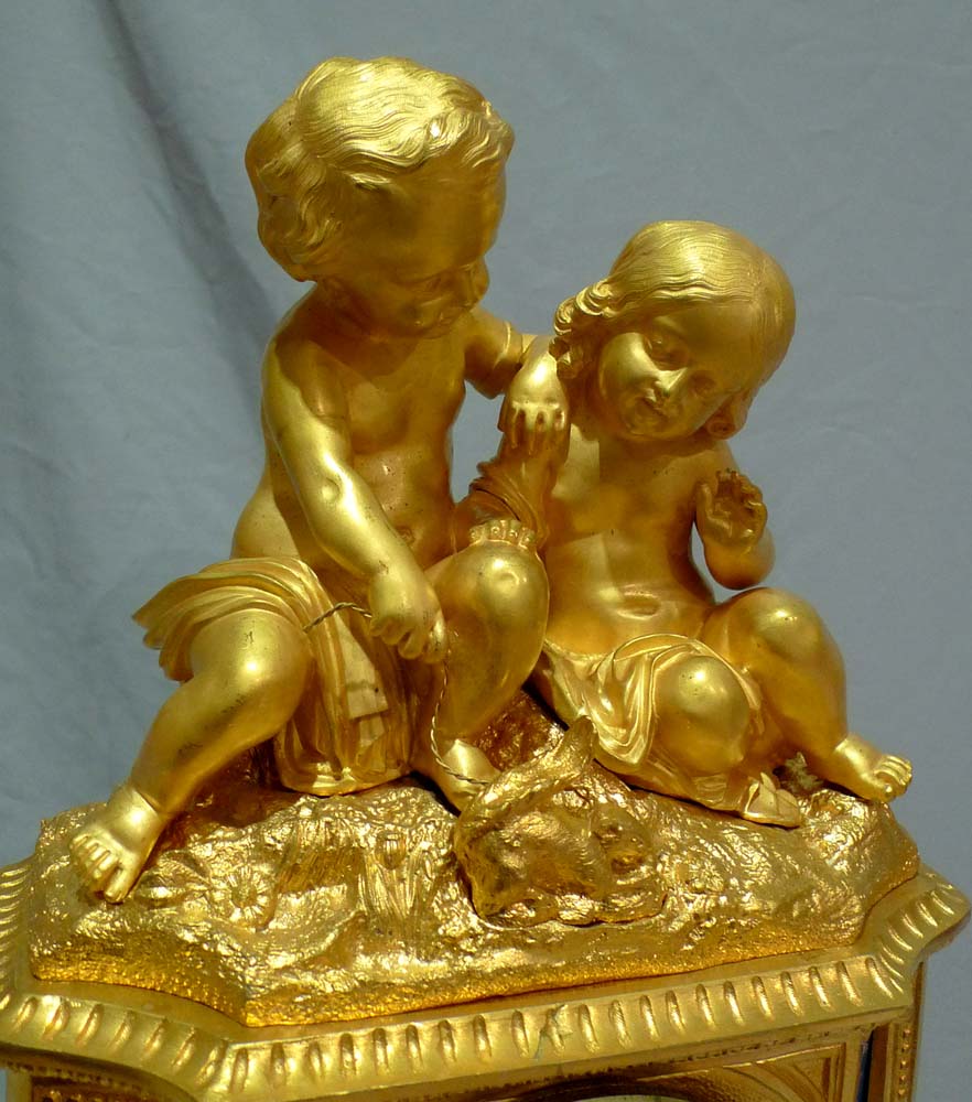Mantel clock, antique porcelain and ormolu, French Napoleon III