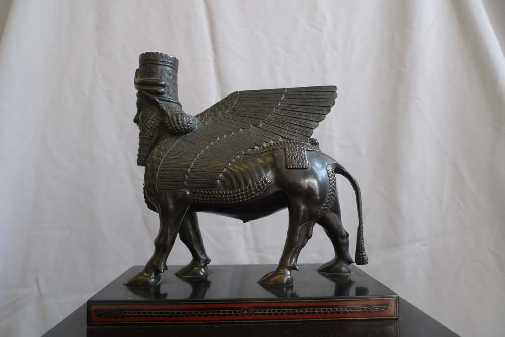 Antique Egyptian style, Egyptian revival mantel clock set.