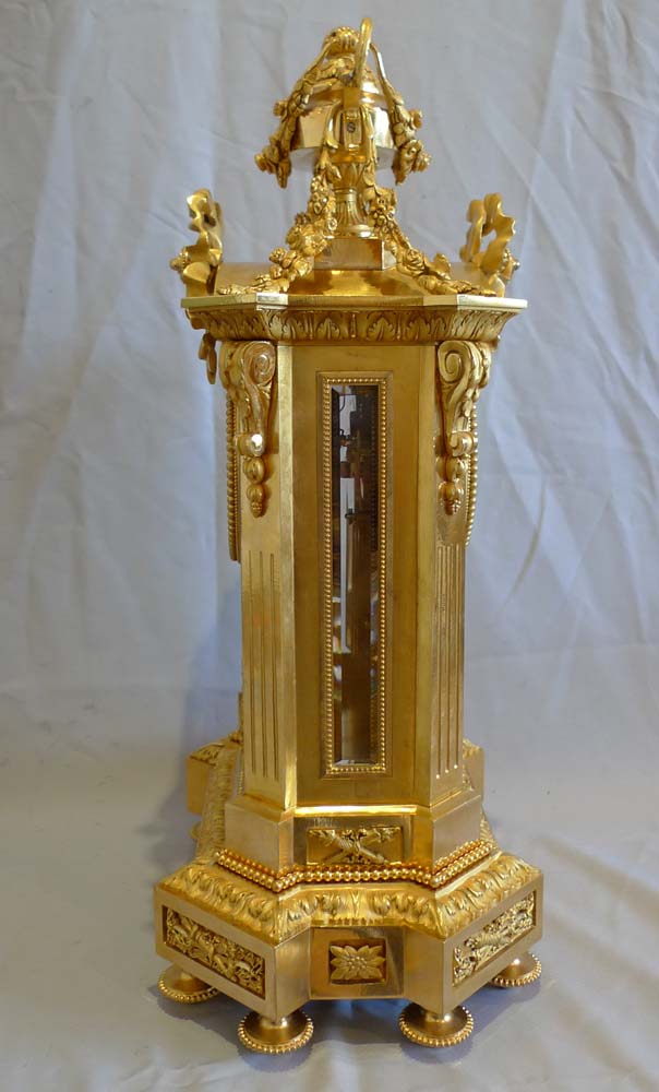 Antique French ormolu mantel clock of large size.