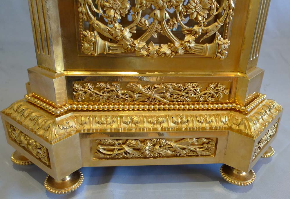 Antique French ormolu mantel clock of large size.