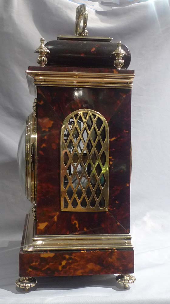 Antique tortoiseshell and gilt bronze bracket clock in Queen Anne style
