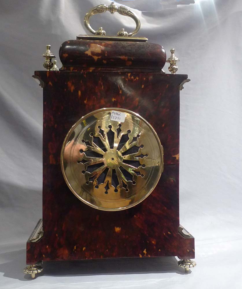 Antique tortoiseshell and gilt bronze bracket clock in Queen Anne style