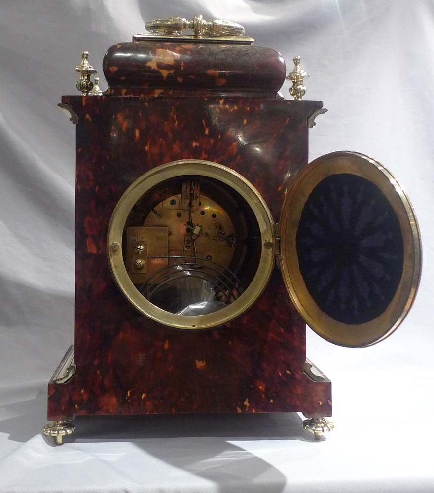 Antique tortoiseshell and gilt bronze bracket clock in Queen Anne style
