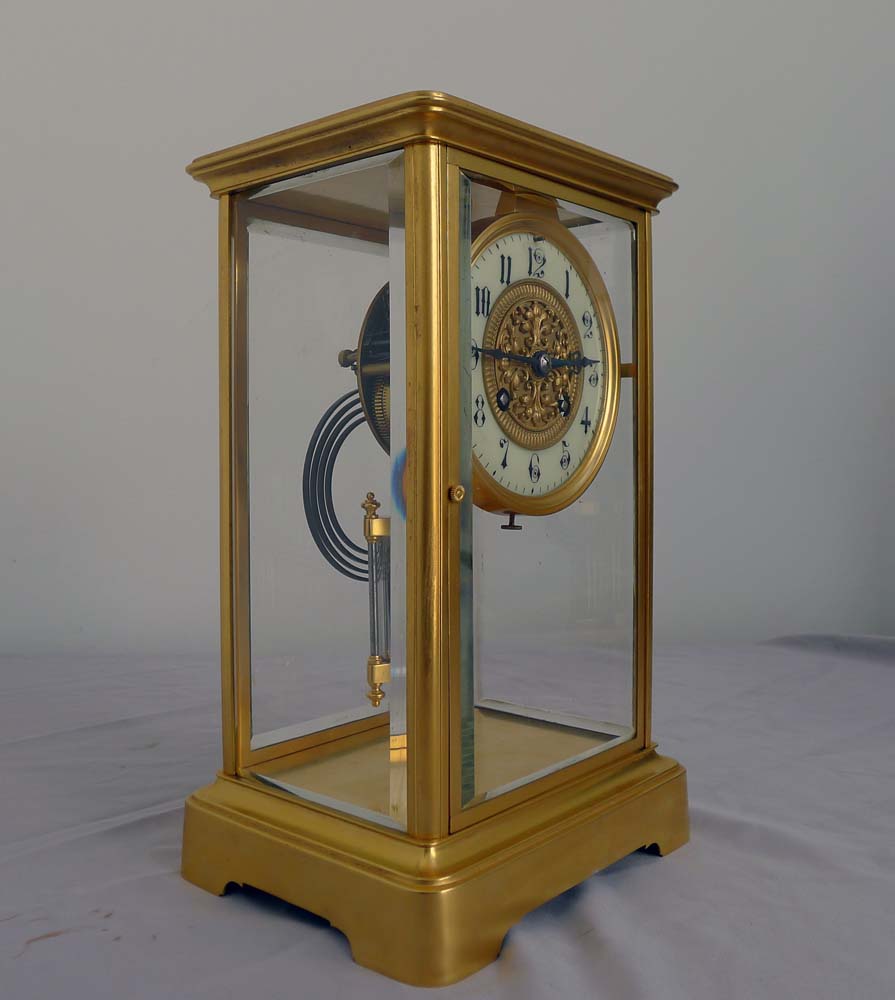 French antique 4 glass clock with movement by Marti.
