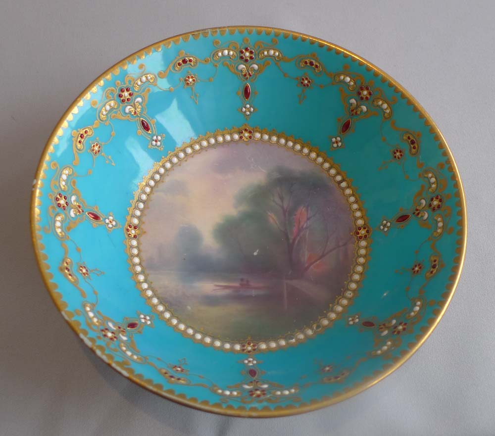 Sevres Paris porcelain jewelled and in bleu celeste cabinet cup and saucer, 18th century.