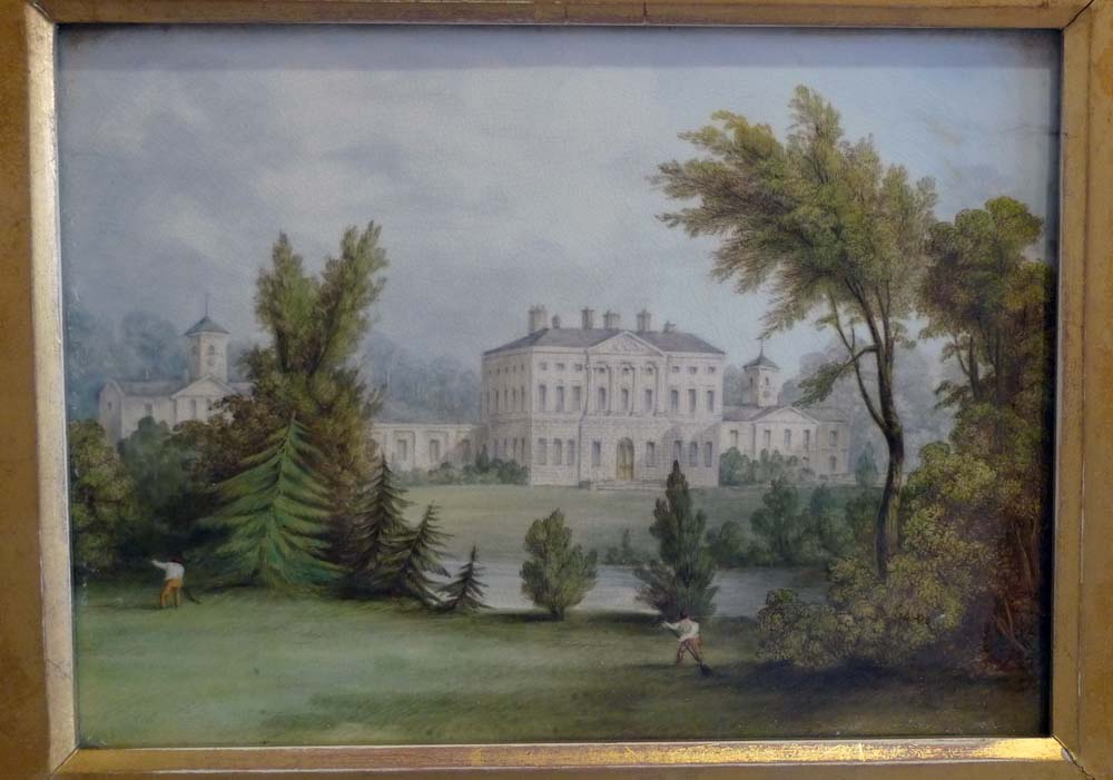Pair of Derby English porcelain plaques painted by Wm Hancock in fine gilded frames.