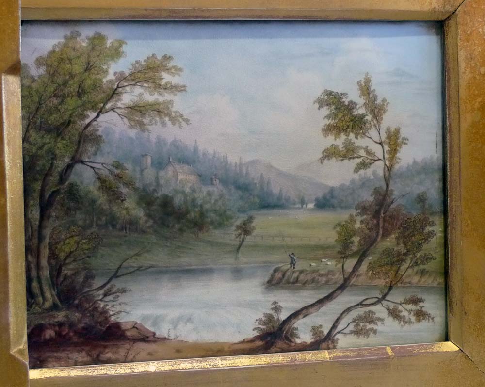 Pair of Derby English porcelain plaques painted by Wm Hancock in fine gilded frames.