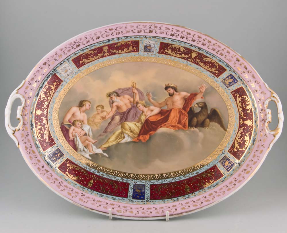 Antique Vienna hand painted serving dish.