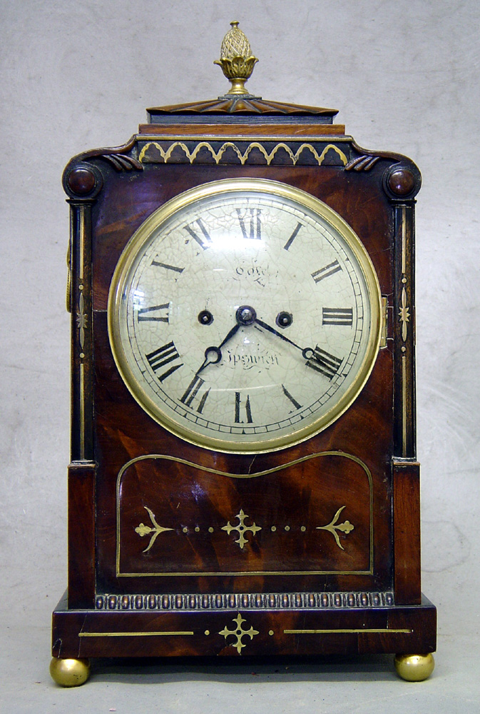 Antique English Regency mahogany bracket clock by Moore of Ipswich