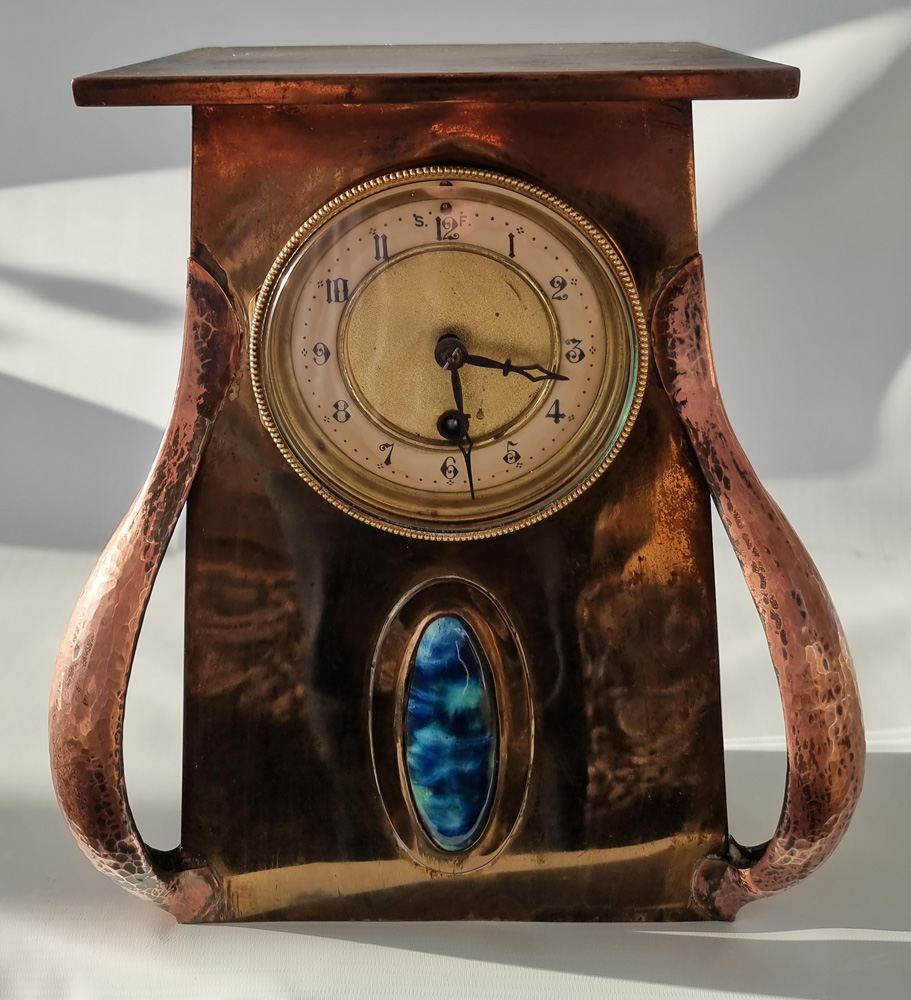 Arts and Crafts Copper and brass Mantel Clock by Beldray of Bilston