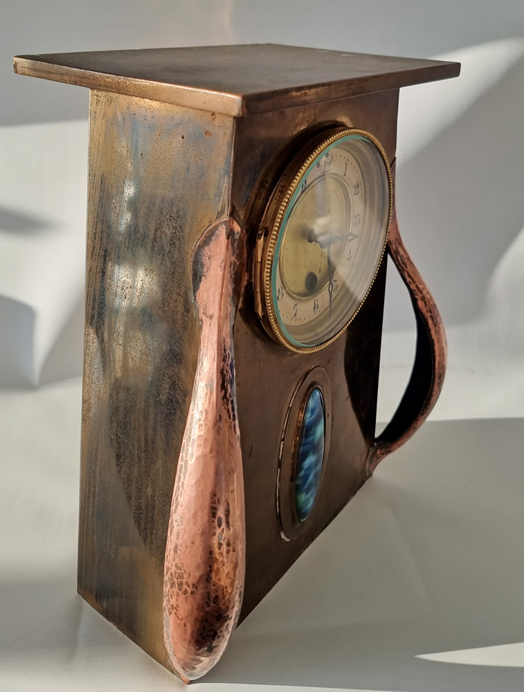 Arts and Crafts Copper and brass Mantel Clock by Beldray of Bilston