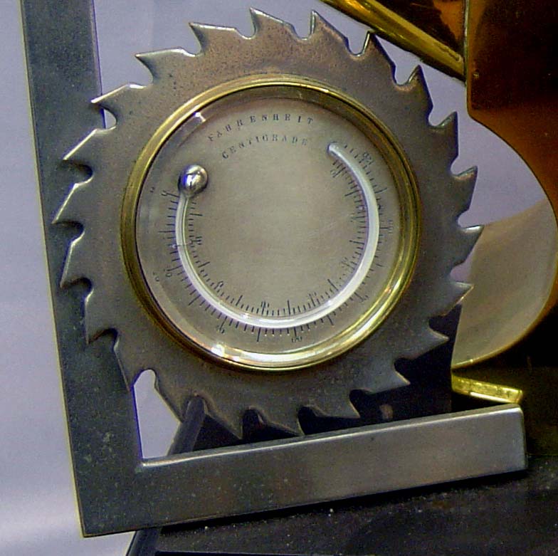 Antique industrial clock desk compendium, French in form of anvil and tools.
