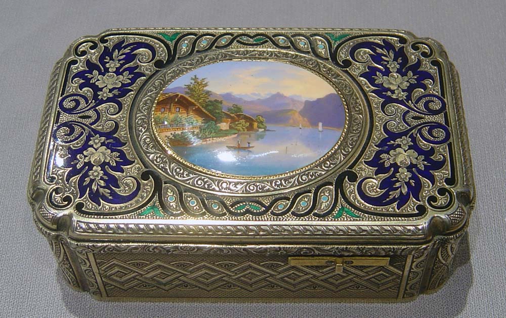 Bruguier silver gilt and enamel singing bird box.