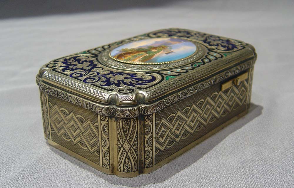 Bruguier silver gilt and enamel singing bird box.